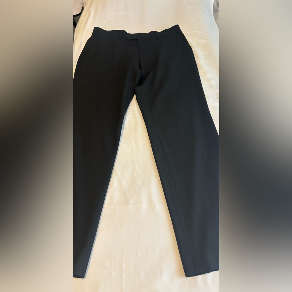 Tommy Hilfiger Classic Black Dress Pants with Subtle Stripe Waistband 32Wx30L